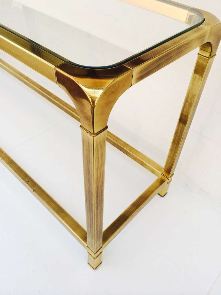 Late 20th Century Brass and Glass Console by Mastercraft.