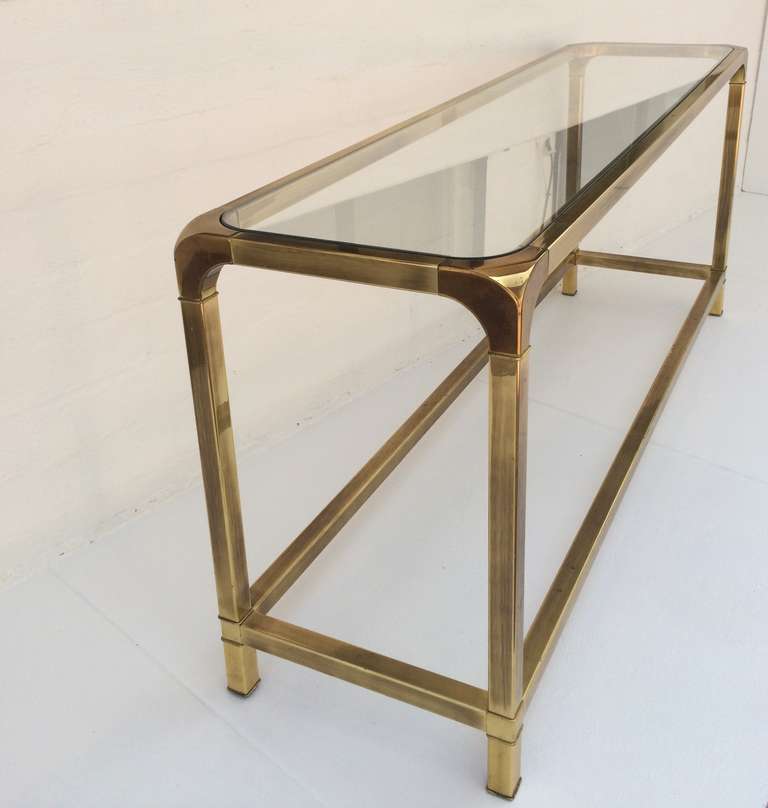 Mid-Century Modern Brass and Glass Console by Mastercraft.