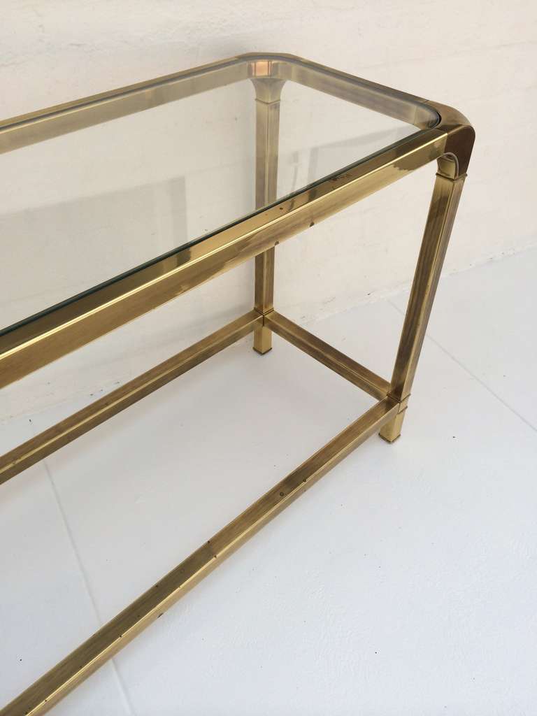 Brass and Glass Console by Mastercraft. 2