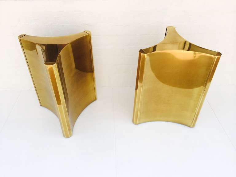 Mid-Century Modern Pair of Mastercraft Brass Dining Table Pedestals