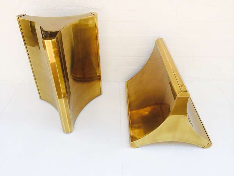 Pair of Mastercraft Brass Dining Table Pedestals In Excellent Condition In Palm Springs, CA