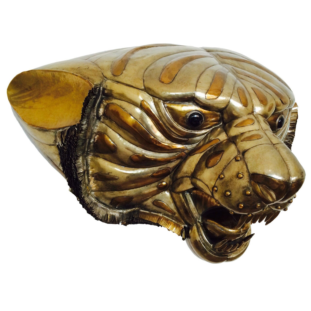 Monumental Copper and Brass Tiger Head by Sergio Bustamante