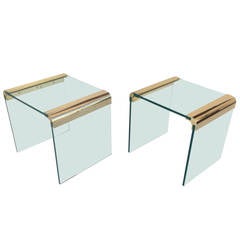 Pair of Polished Brass Side Tables by Pace Collection