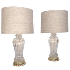 Pair of Murano Glass Table Lamps Made by Marbro Lamp Company
