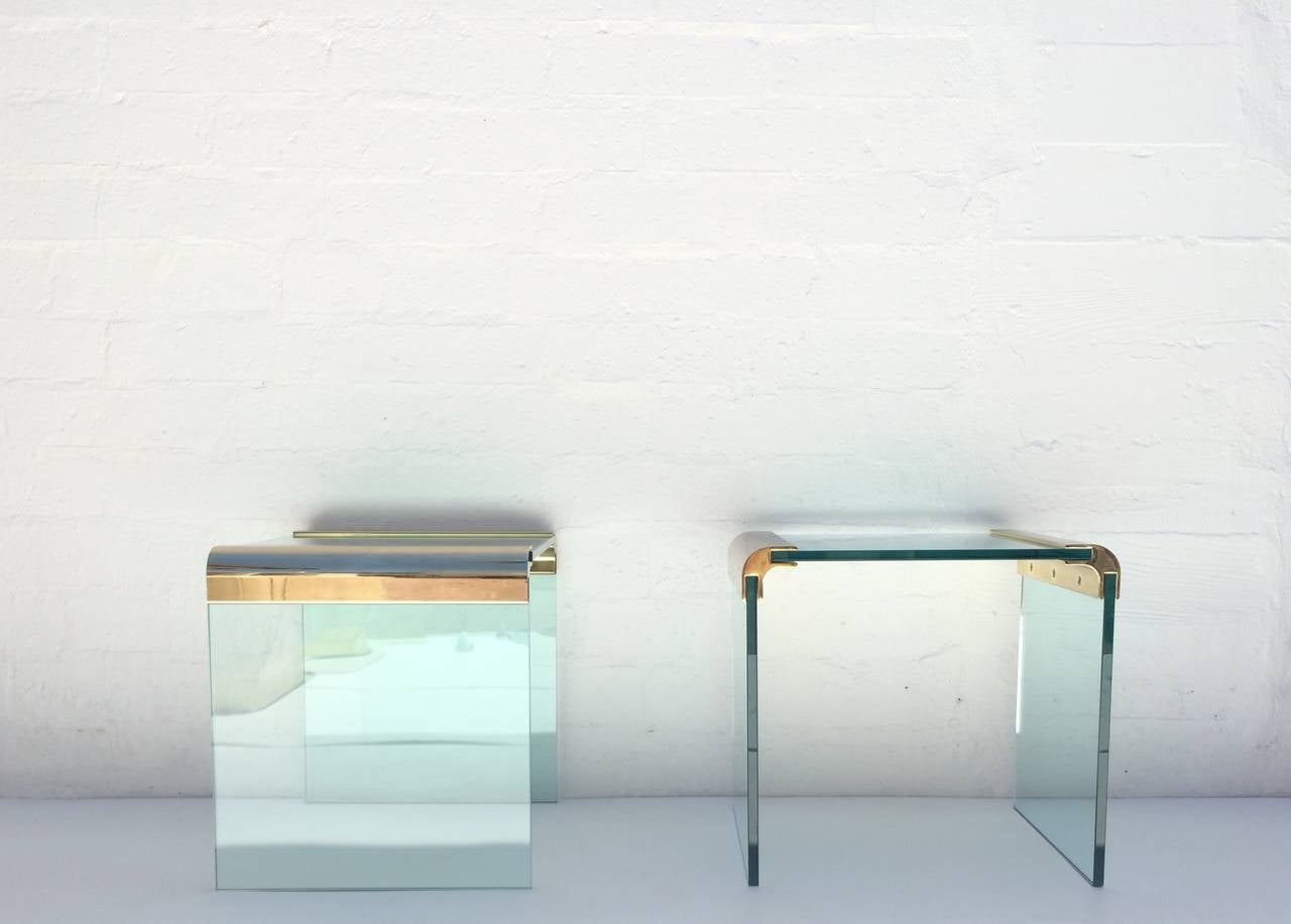 Late 20th Century Pair of Polished Brass Side Tables by Pace Collection