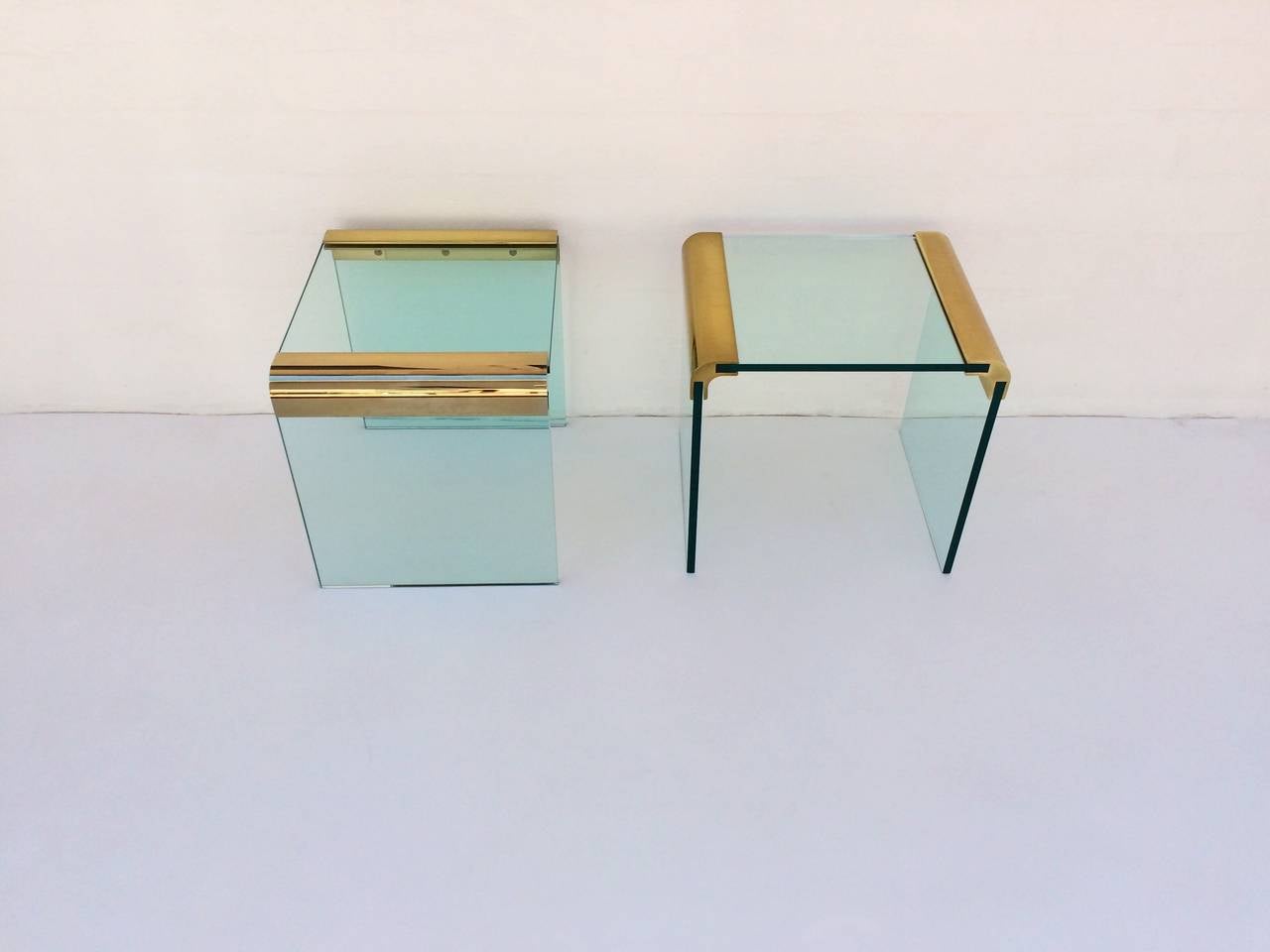 Pair of Polished Brass Side Tables by Pace Collection 1
