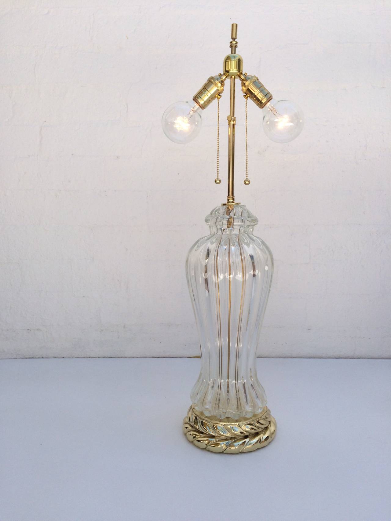 Poli Paire de lampes de bureau en verre de Murano fabriquées par Marbro Lamp Company en vente