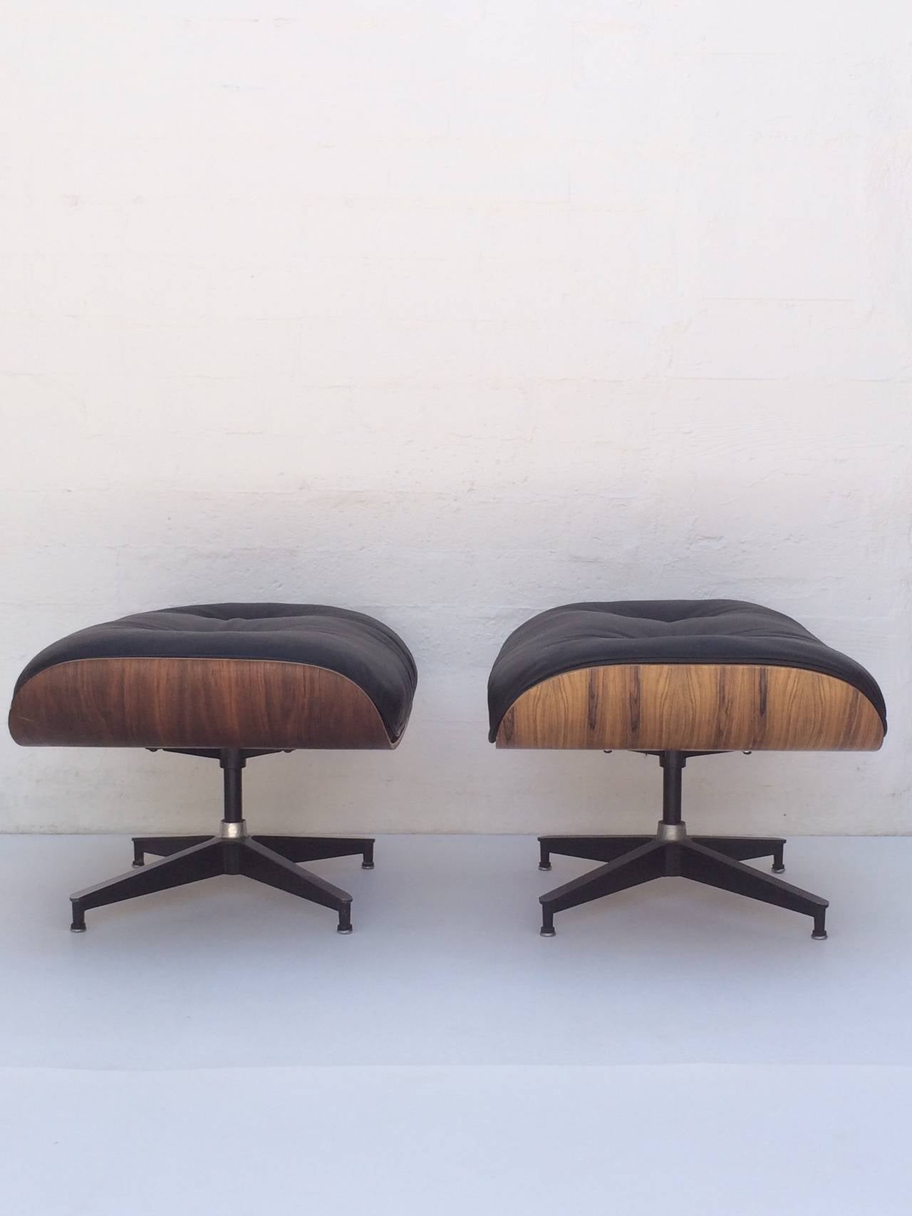 Pair of Early Eames Rosewood 670 & 671 Lounges Chairs with Ottomans 2