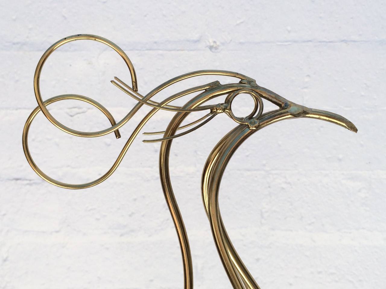 Late 20th Century Freestanding Brass Peacock Sculpture by Curtis Jere