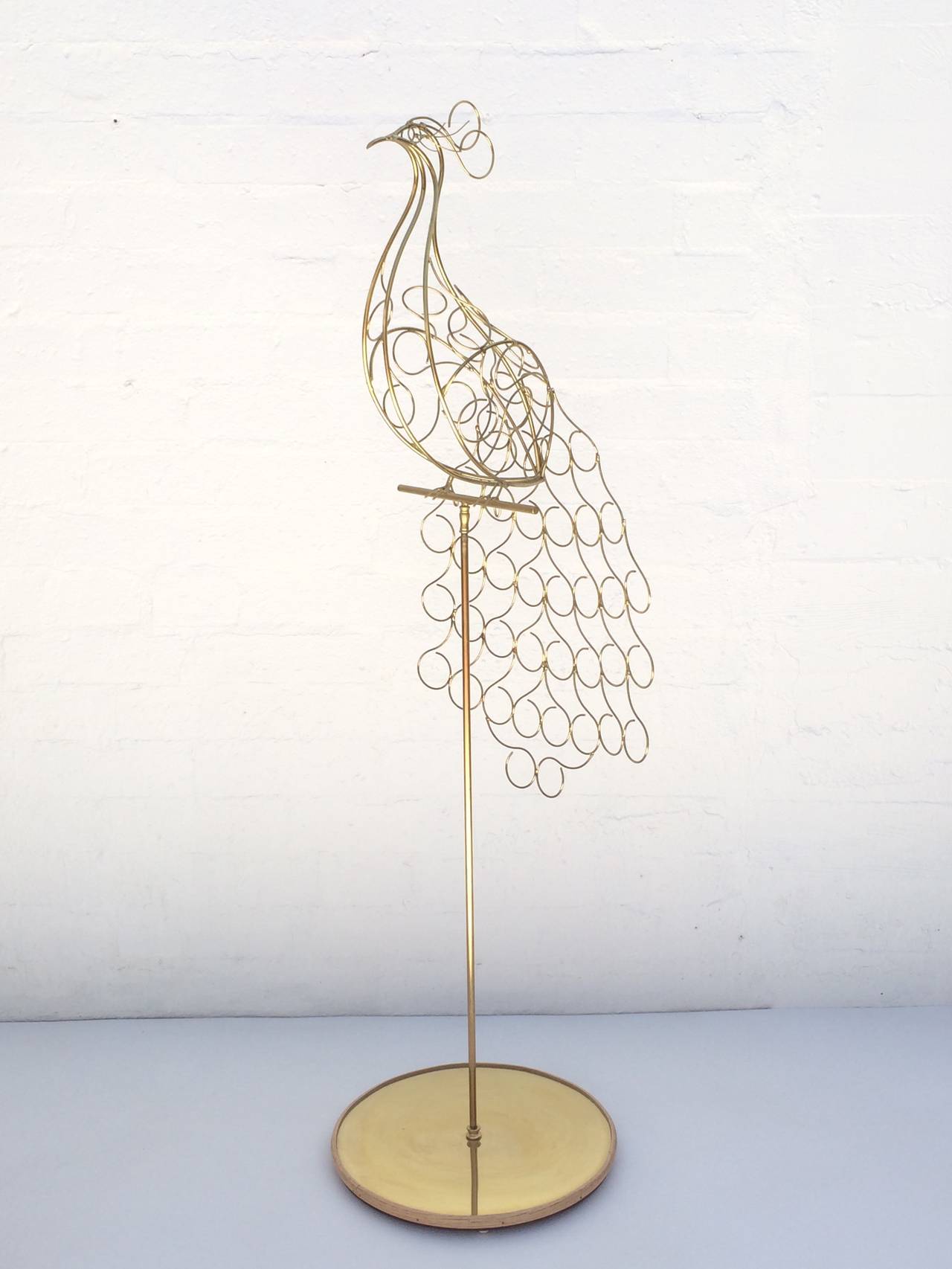 Freestanding Brass Peacock Sculpture by Curtis Jere 1