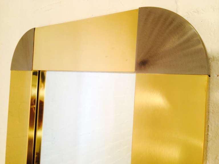Polished Brass and Brushed Steel Mirror by Curtis Jere 1