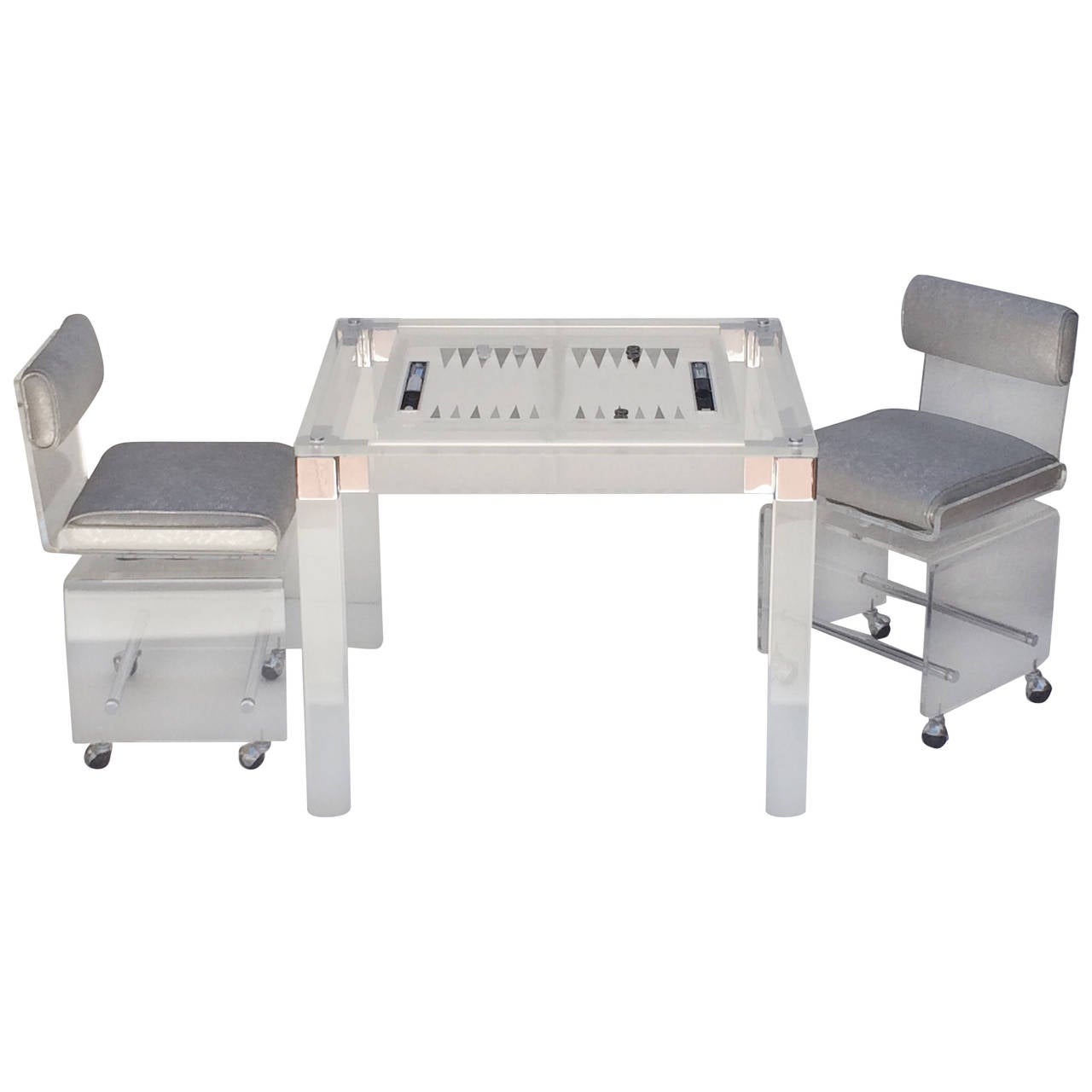 Custom Made Acrylic Backgammon Table and Chairs by Charles Hollis Jones