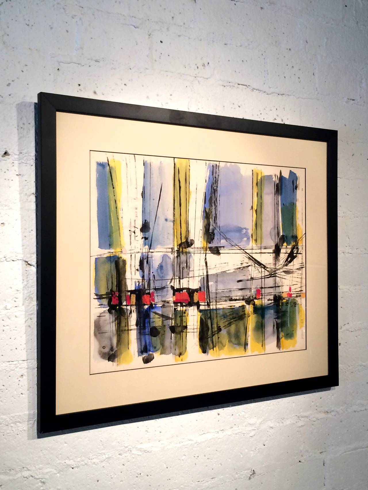 Original painting by listed artist Patrick William Kelly. 
This watercolor and ink abstract is titled 
