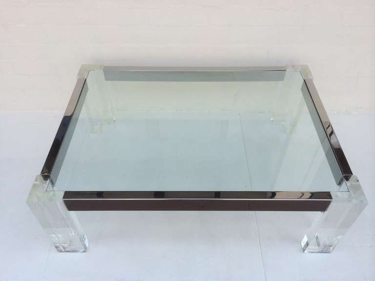 Acrylic and Polished Chrome Coffee/Cocktail Table by John Mascheroni In Excellent Condition In Palm Springs, CA