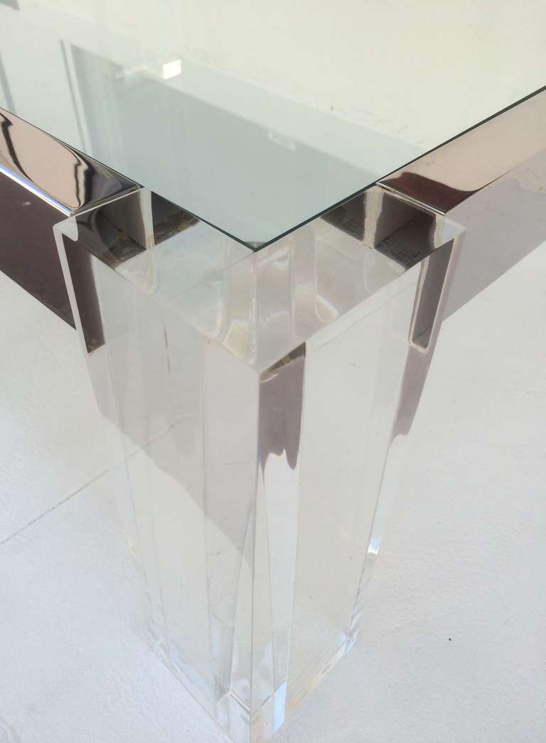 Acrylic and Polished Chrome Coffee/Cocktail Table by John Mascheroni 1