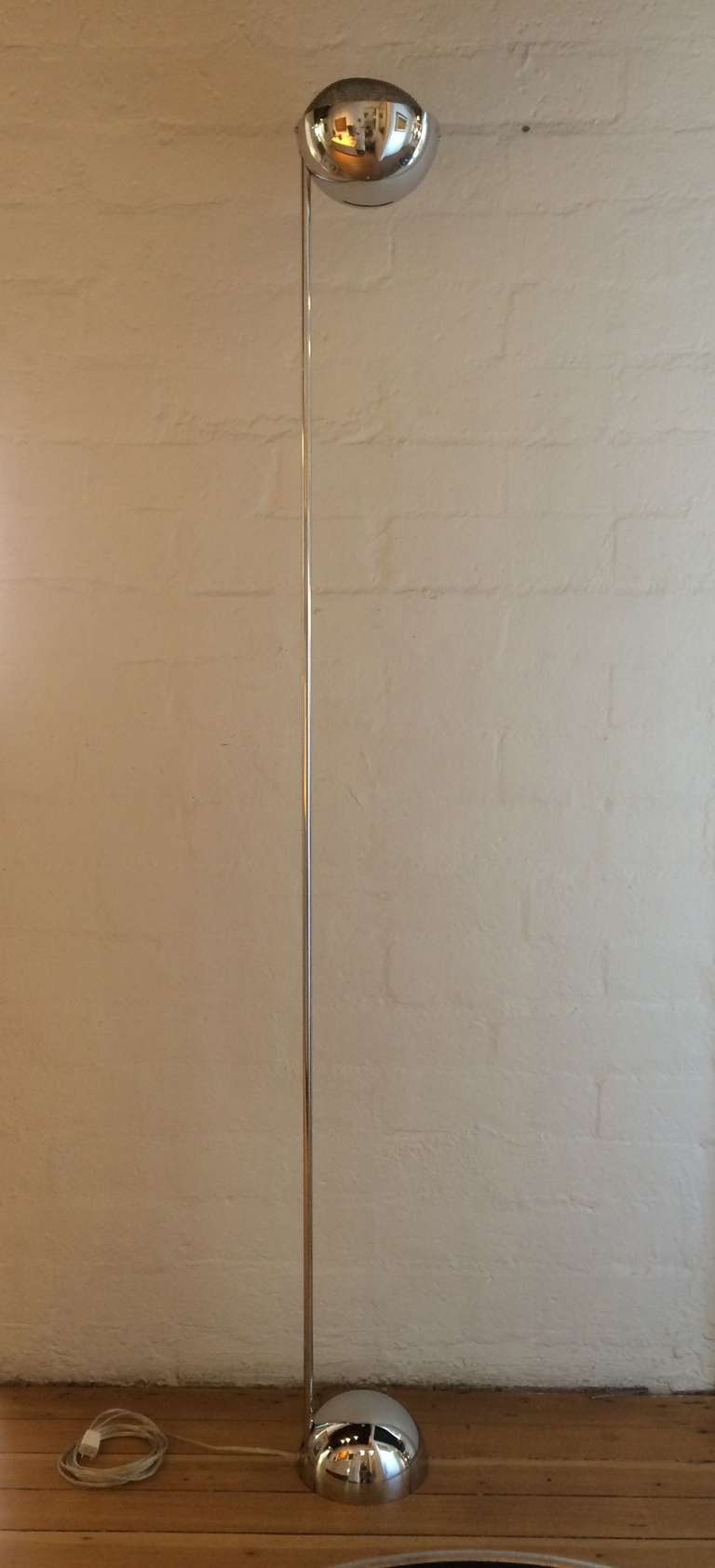 A polished chrome floor lamp designed by George Kovacs circa 1970s.
Newly rewired.