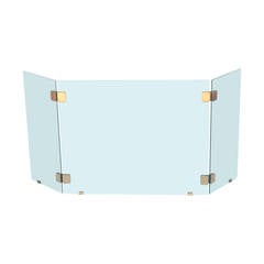 Beveled Glass and Brushed Brass Folding Fireplace Screen by Pace Collection