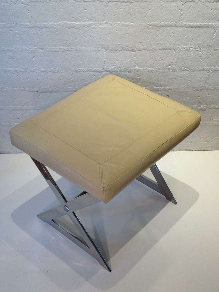 American Chrome & Leather Stool designed by Milo Baughman