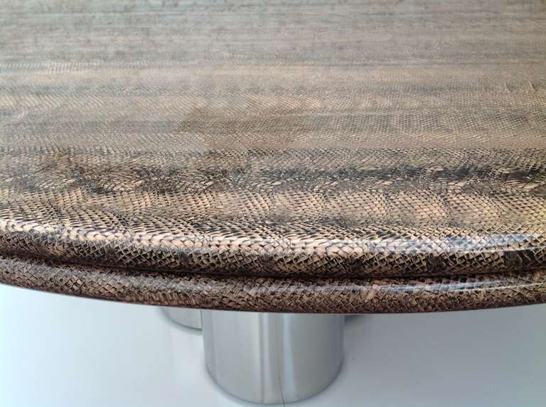 20th Century Faux Snakeskin Top Table with Chrome Base from  Pace Collection