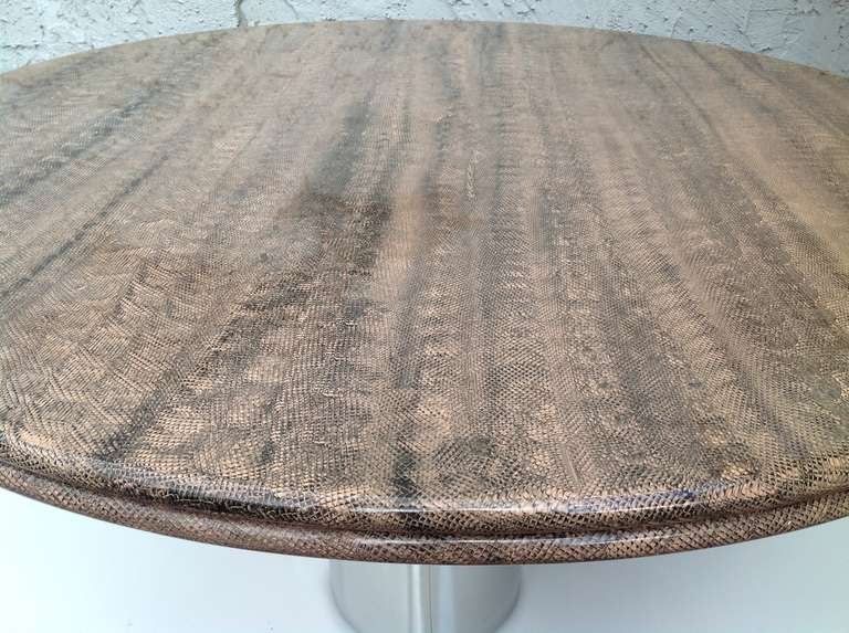 Mid-Century Modern Faux Snakeskin Top Table with Chrome Base from  Pace Collection