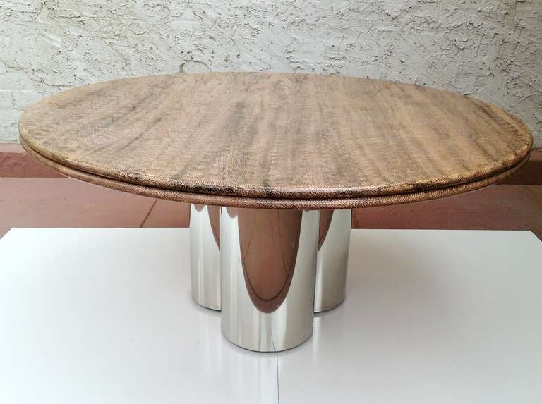 Faux Snakeskin Top Table with Chrome Base from  Pace Collection 1