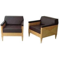 A pair of Solid Maple  Lounge Chairs designed by Ken Rainhard for Gunlocke