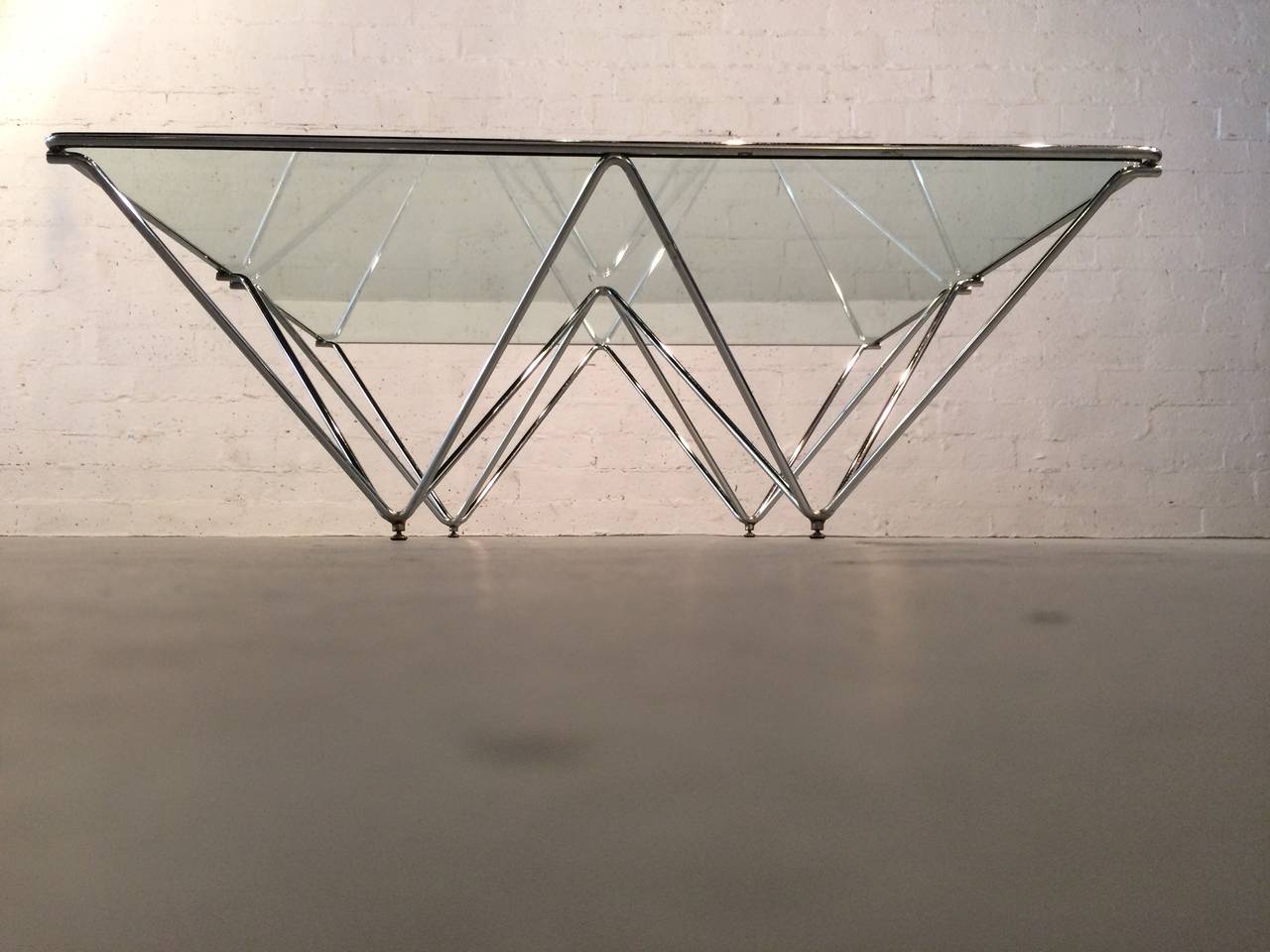 Modern Chrome and Glass Cocktail Table In the style of Paolo Piva for B & B Italia