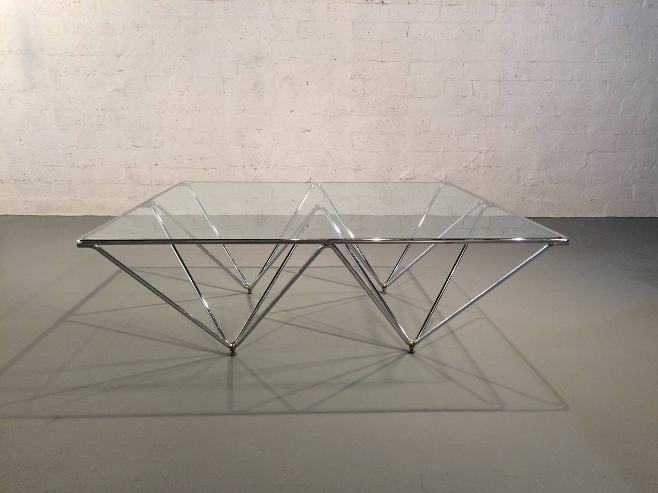 Italian Chrome and Glass Cocktail Table In the style of Paolo Piva for B & B Italia