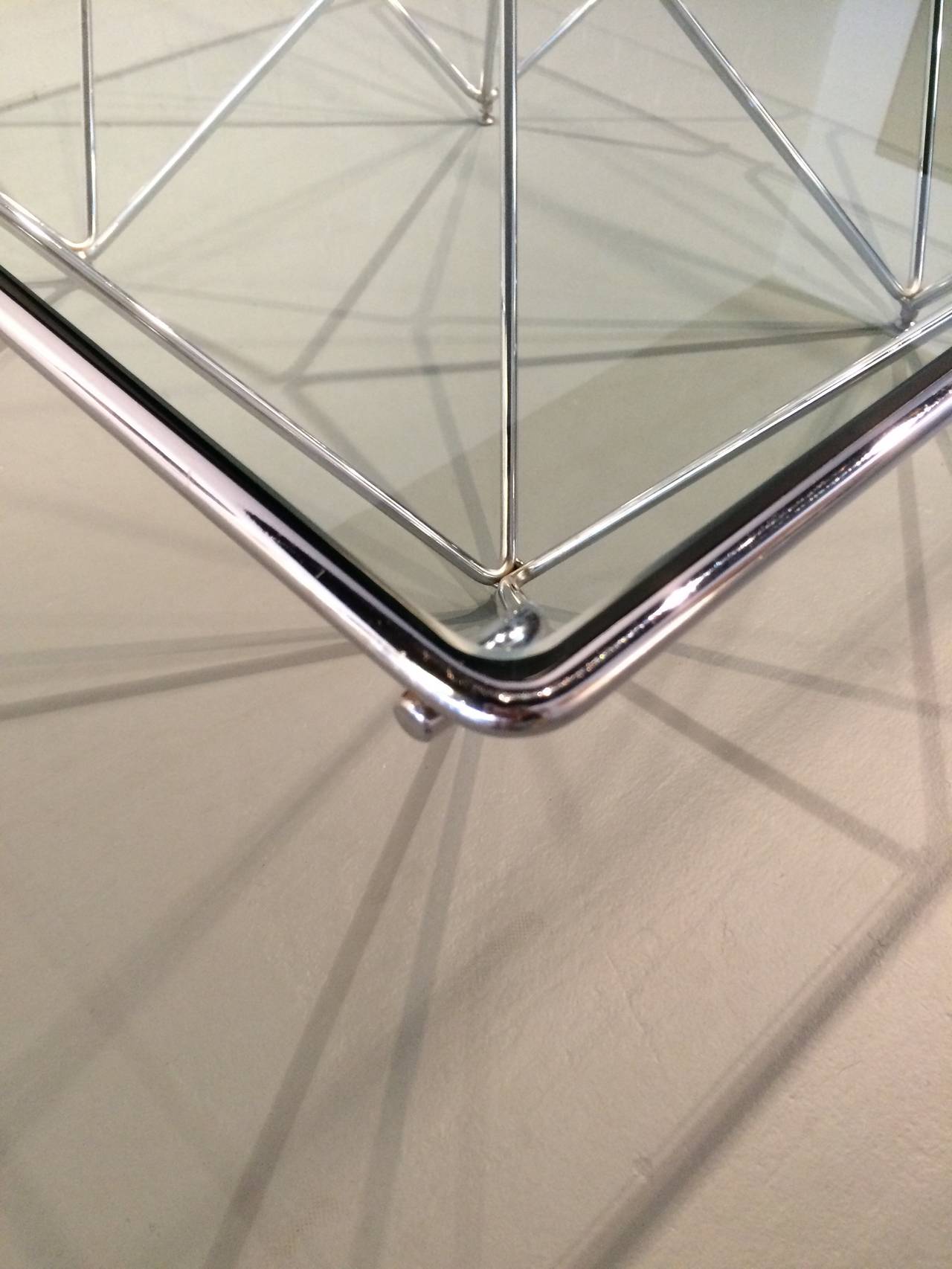 Chrome and Glass Cocktail Table In the style of Paolo Piva for B & B Italia 1