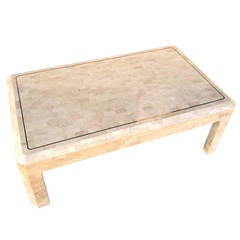 Tessellated Fossil Stone with Inlaid Brass Table by Maitland-Smith