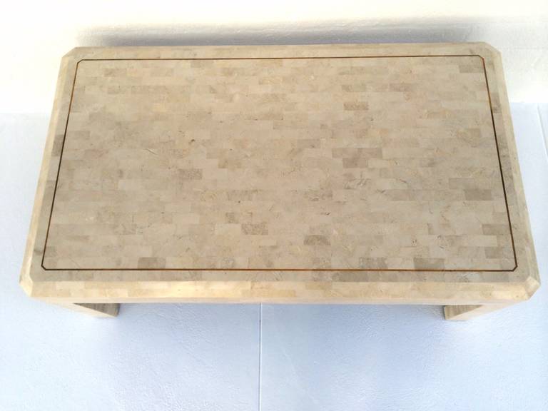 Tessellated Fossil Stone with Inlaid Brass Table by Maitland-Smith 2