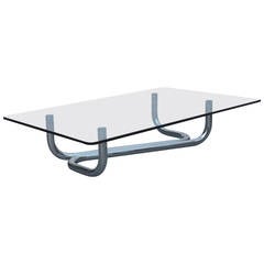 Italian Polished Chrome and Glass Cocktail Table