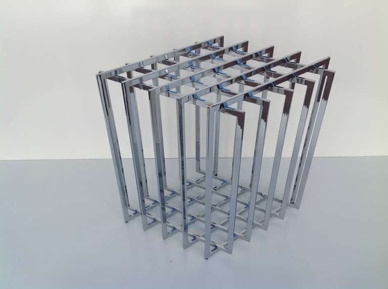 Stainless Steel Sculptural Grid Table Base designed by Pierre Cardin