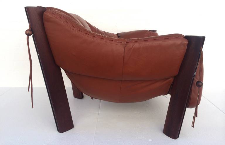 Mid-Century Modern Rare Jacaranda Rosewood & Leather Lounge Chair by Percival Lafer