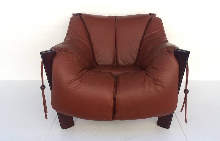 Rare Jacaranda Rosewood & Leather Lounge Chair by Percival Lafer 2