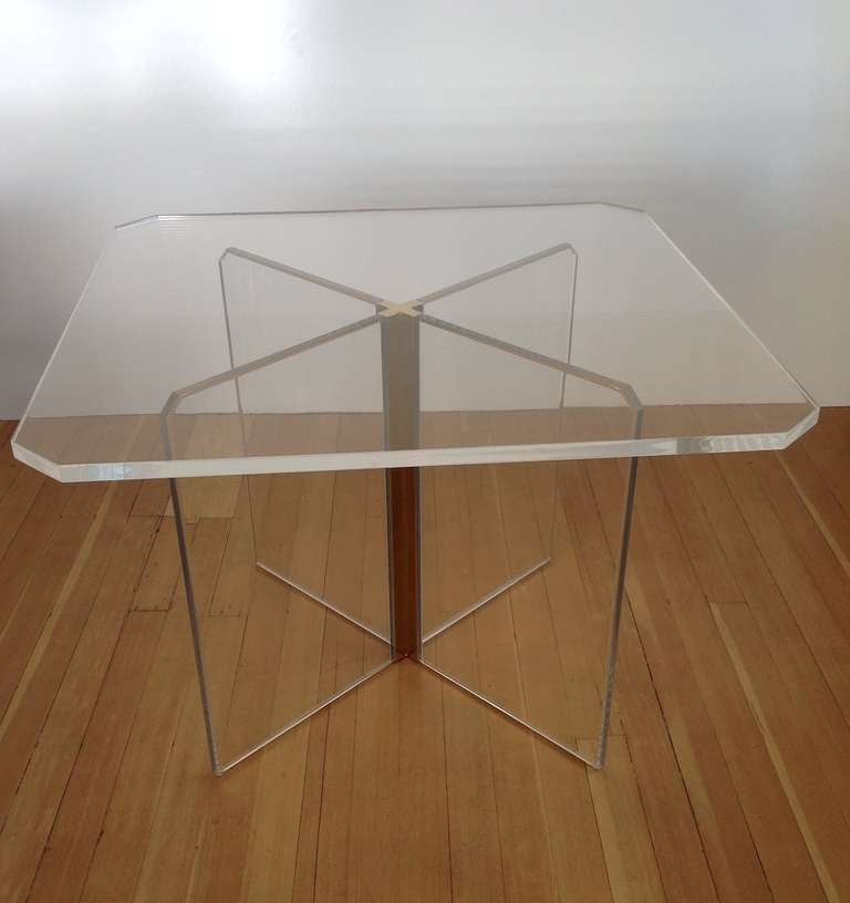 Mid-Century Modern Acrylic Dining/Game Table In The Style Of Charles Hollis Jones
