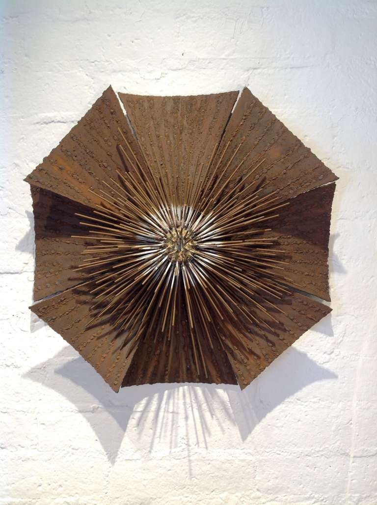 Mid-Century Modern Brutalist Flower Wall Sculpture