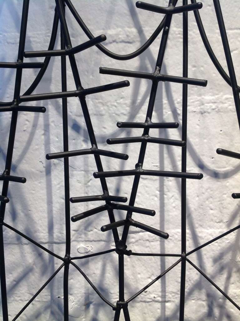 Unknown 1950s Abstract Black Metal Wall Sculpture