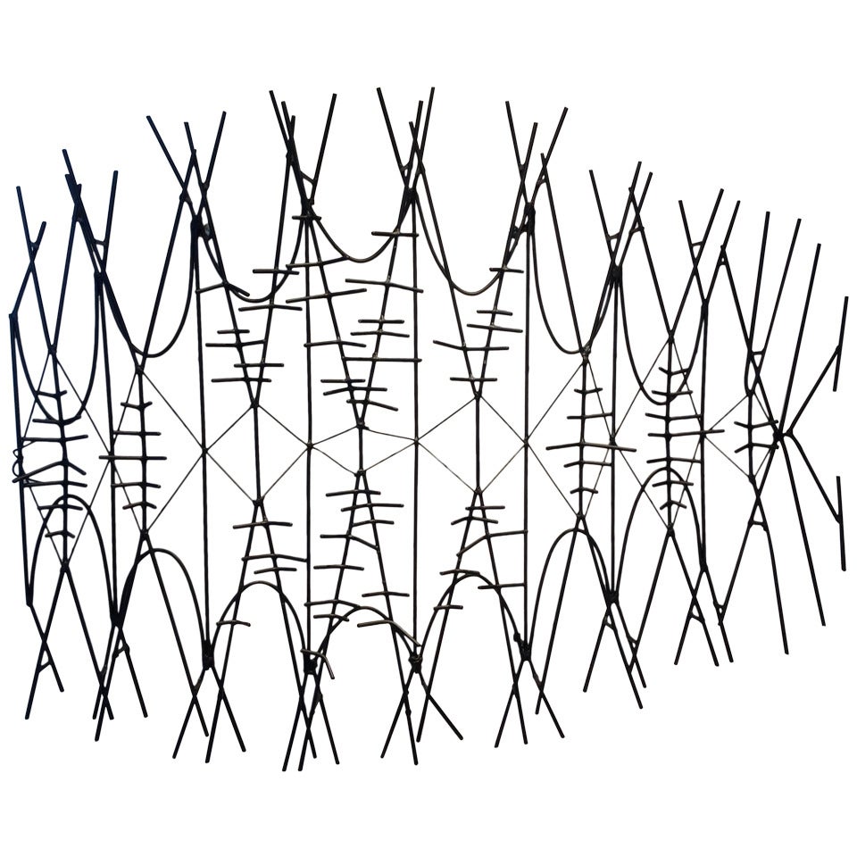 1950s Abstract Black Metal Wall Sculpture