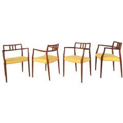 Rare set of four Teak Dining Arm Chairs by Niels Otto Moller