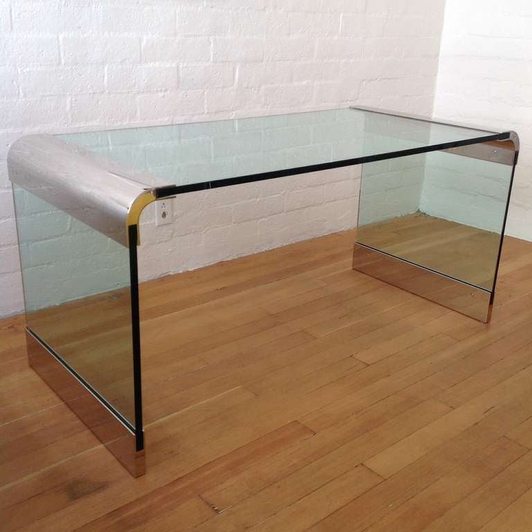 Nickel and Glass Desk from Pace Collection