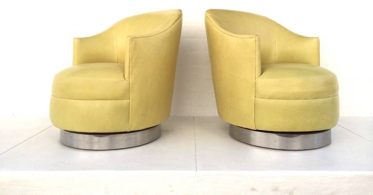 20th Century Set of Four Leather Club Chairs Designed by Karl Springer, circa 1980s