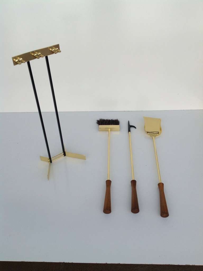 Polished Brass Fireplace Tools from the 1950s 1