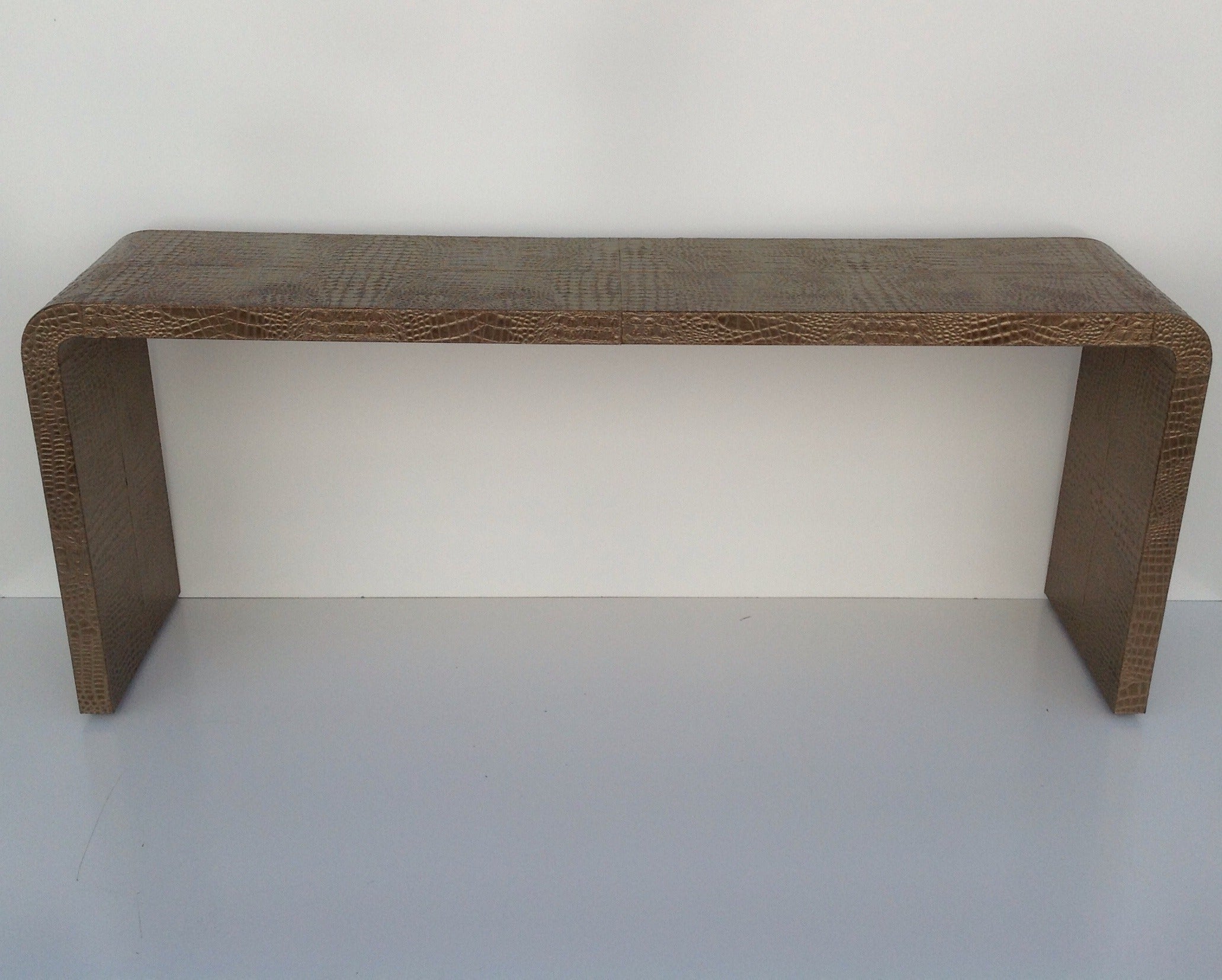 Gorgeous Leather Console Table with a Faux Crocodile Design