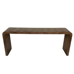 Gorgeous Leather Console Table with a Faux Crocodile Design