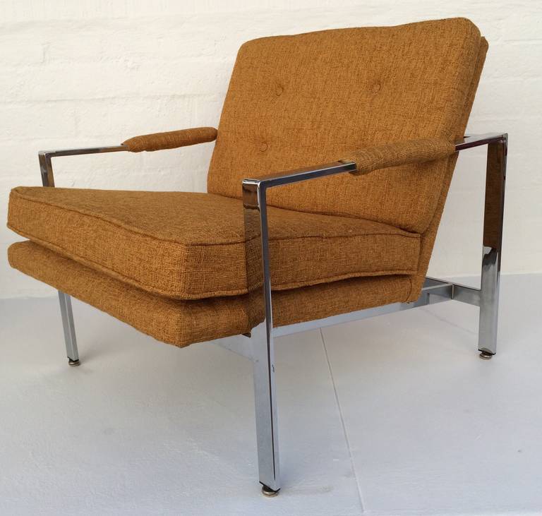 Pair of Polished Chrome Lounge Chairs Designed by Milo Baughman, circa 1970s 1