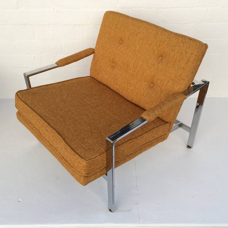 Pair of Polished Chrome Lounge Chairs Designed by Milo Baughman, circa 1970s 2