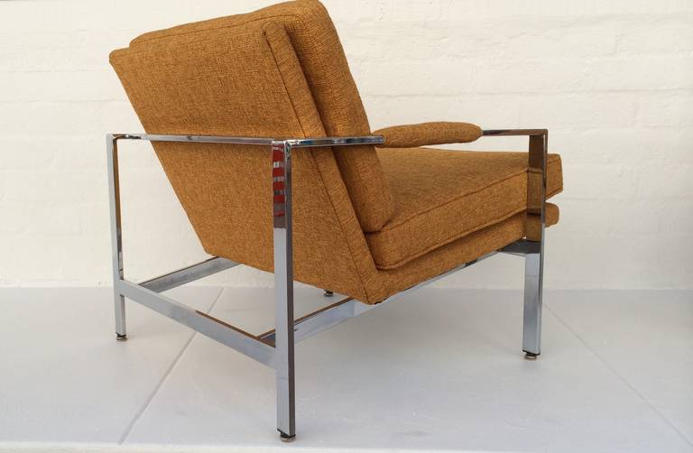 Pair of Polished Chrome Lounge Chairs Designed by Milo Baughman, circa 1970s 3