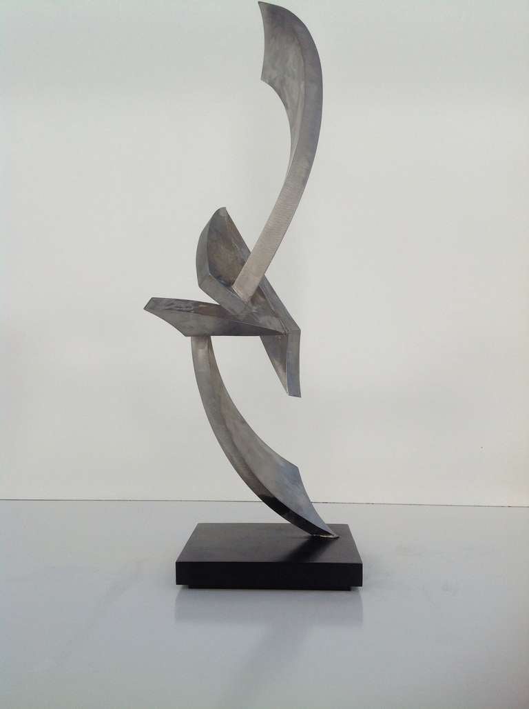 A stainless steel sculpture by John Neumann.  
Titled 
