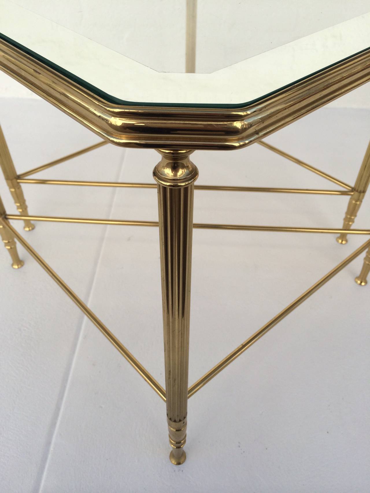 Set of Four Brass and Glass Tables by Maison Jansen 3
